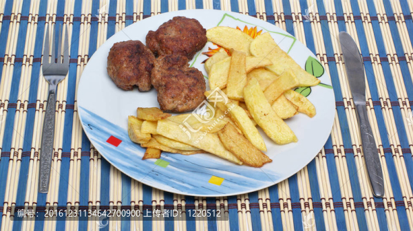 肉丸炸薯條在板