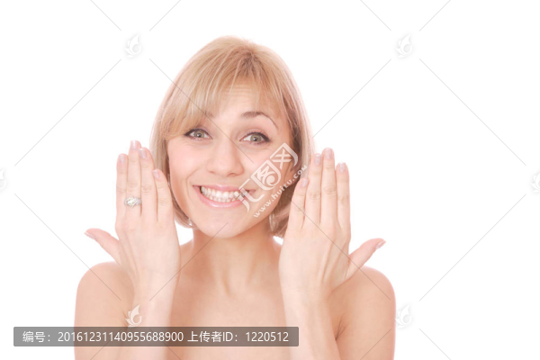 年輕的女人肖像的手勢