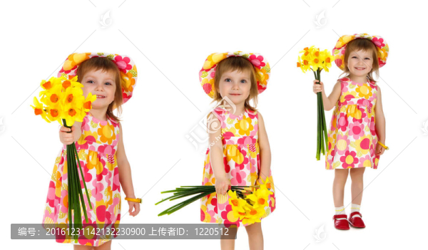 可愛的小女孩送花