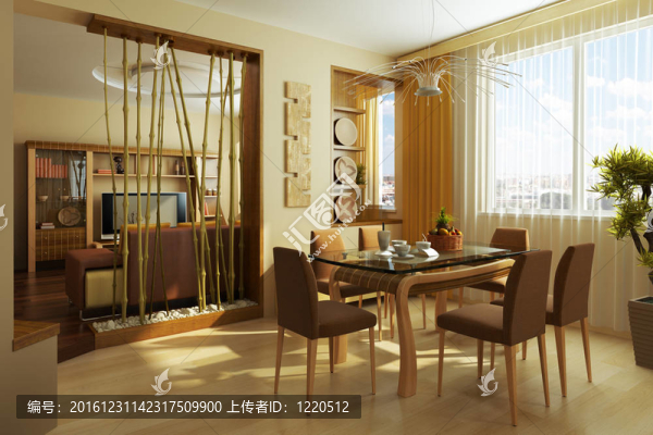 現(xiàn)代餐廳室內(nèi)3D渲染