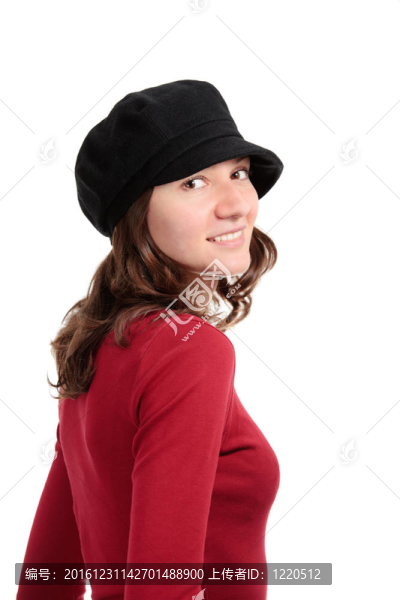 漂亮女孩配帽子