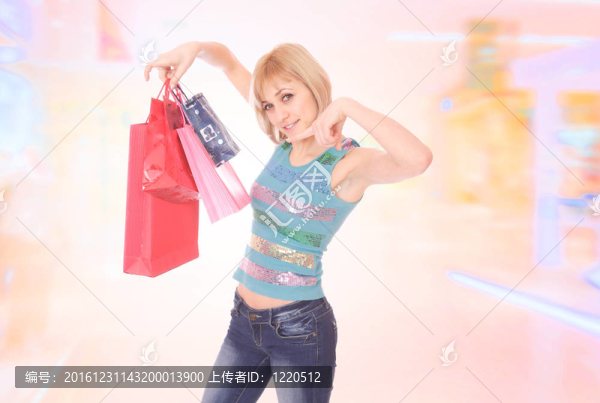 購物性感女孩微笑