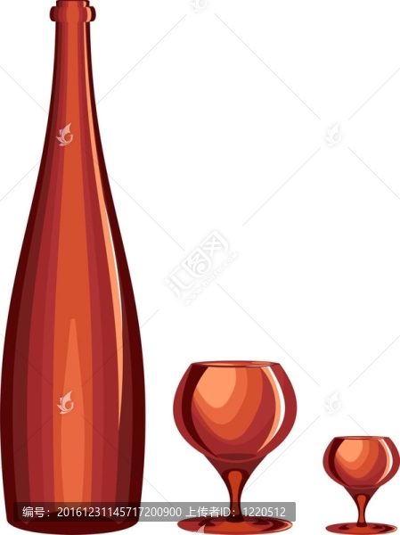 酒瓶和酒杯棕色玻璃
