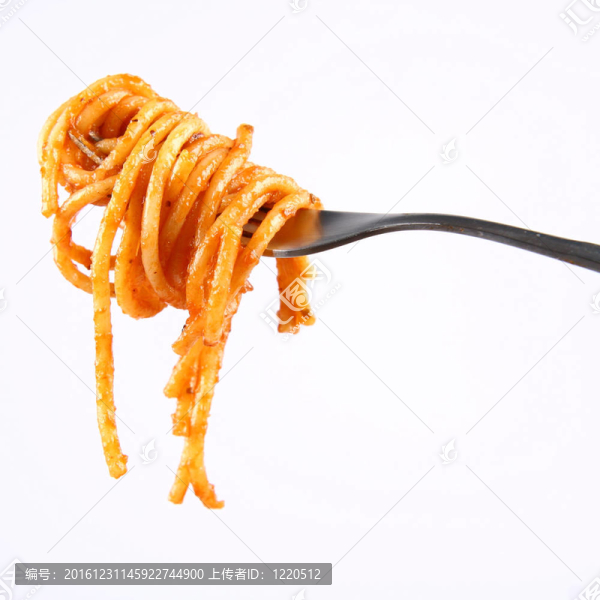 意大利面肉醬在叉