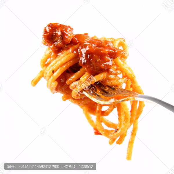 意大利面肉醬在叉