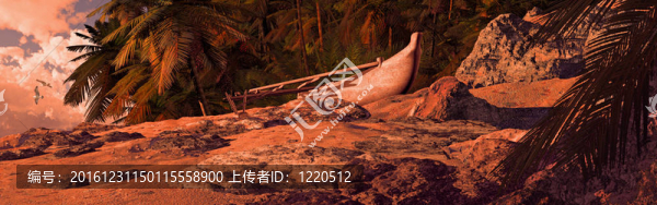 獨木舟在熱帶海岸