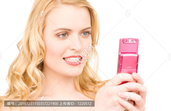 快樂女人帶手機