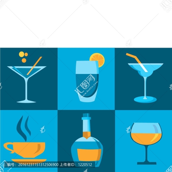 威士忌瓶和四個不同的眼鏡圖標(biāo)集