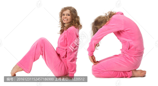 穿粉紅色衣服的女孩做字；拼貼