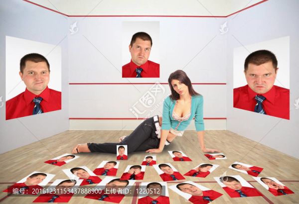 女孩與男人的照片；拼貼