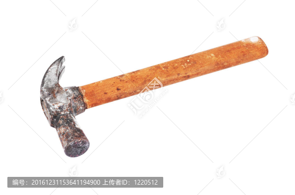 生銹的鞋匠錘；孤立在白色背景