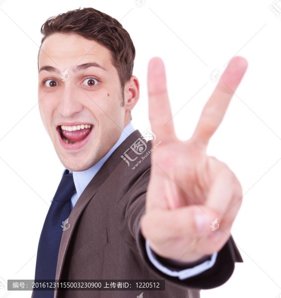 商人做勝利手勢(shì)