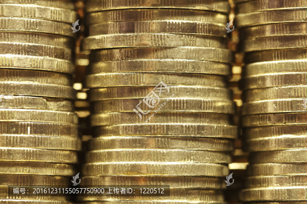 金幣宏觀。淺景深。