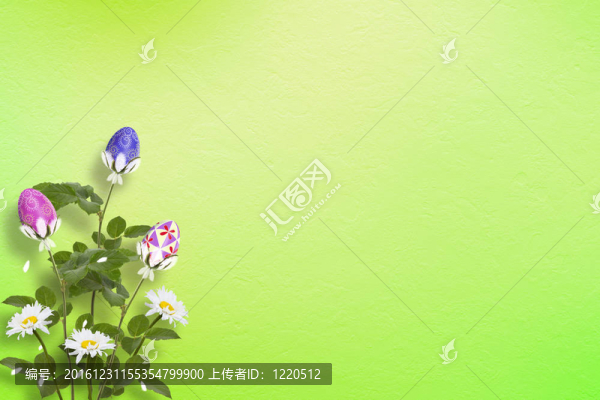 柔和的背景用五彩的雞蛋和鮮花來慶祝復(fù)活節(jié)
