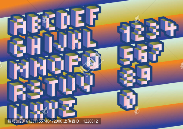 3D像素字母和數(shù)字-插圖
