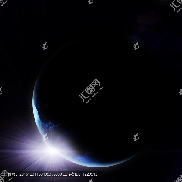 藍(lán)色地球上升起的太陽(yáng)