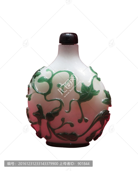 清,珍珠地套綠玻璃葫蘆紋鼻煙壺
