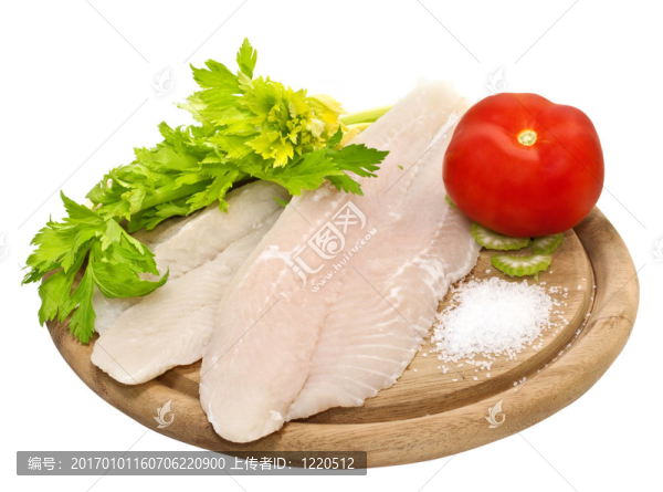 新鮮魚(yú)片用香料和芹菜