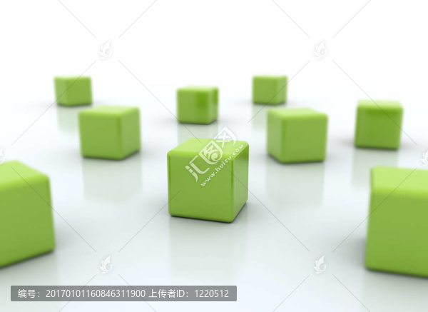 白色的綠色立方體