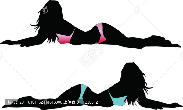 Bikini的女人剪影