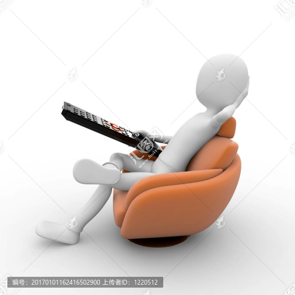 三維人與沙發(fā)和遠(yuǎn)程