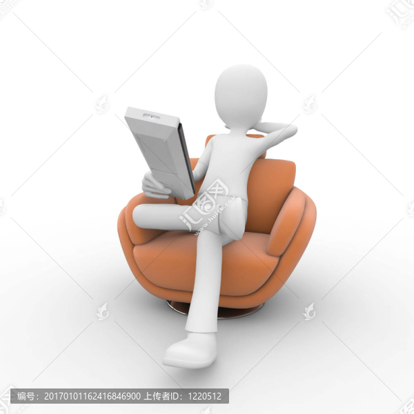 三維人與沙發(fā)和遠(yuǎn)程
