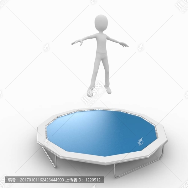 與蹦床的三維人