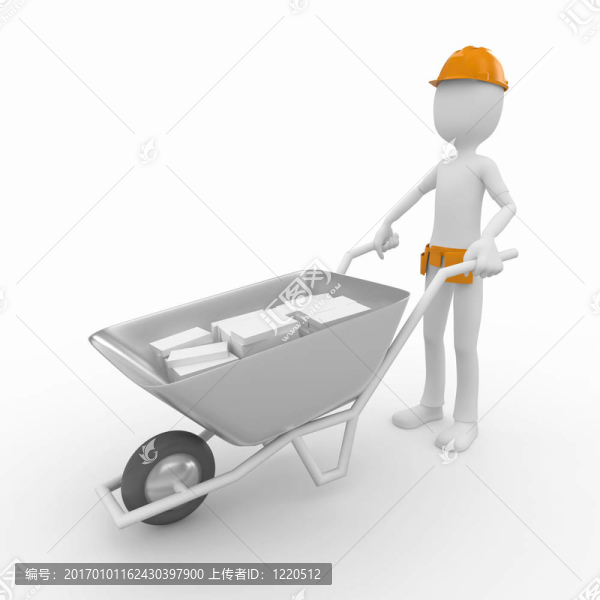 與獨(dú)輪車的三維人