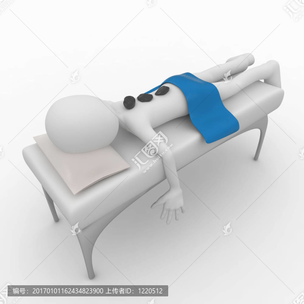 3D男子放松溫泉