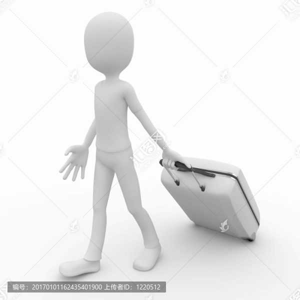 3D男子旅行箱