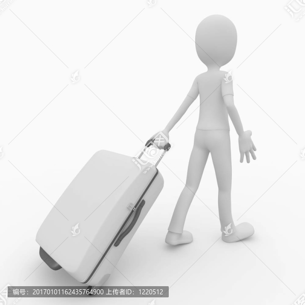 3D男子旅行箱