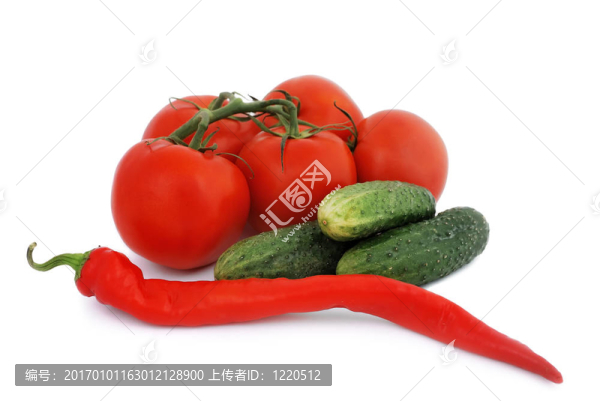 西紅柿；黃瓜和青椒