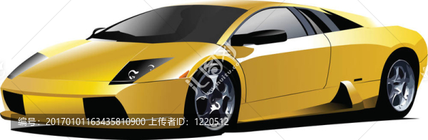 黃色跑車在路上。VEC
