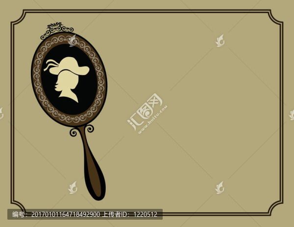 復(fù)古鏡帽子女士插畫