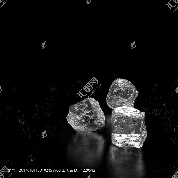 黑色背景上的冰塊