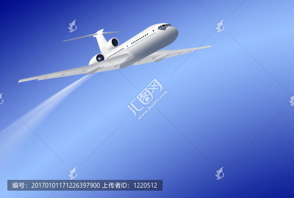 藍色背景飛行飛機