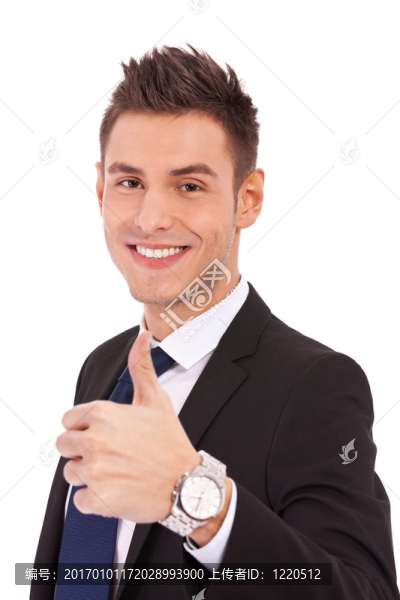 商人豎起大拇指手勢(shì)