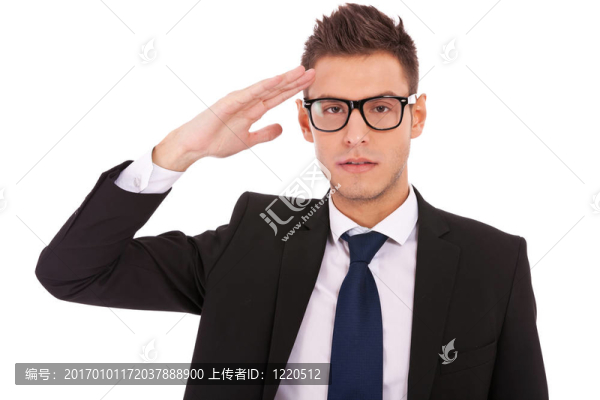 商人戴眼鏡給人敬禮