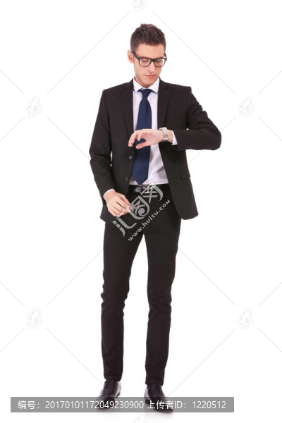 商人戴眼鏡看表