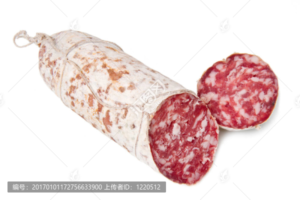 意大利臘腸切片上的白色