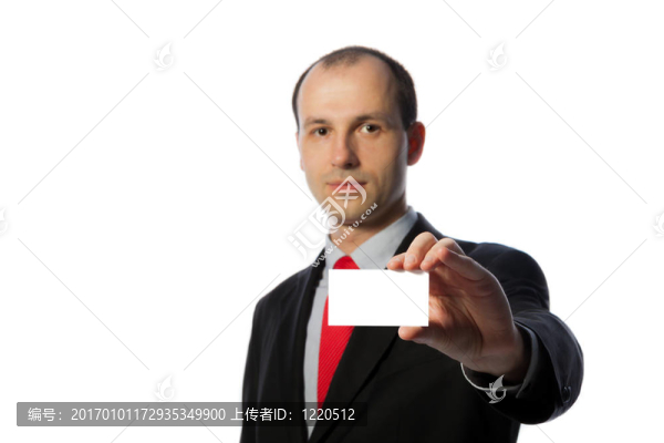 商人持空白名片；橫向；孤立