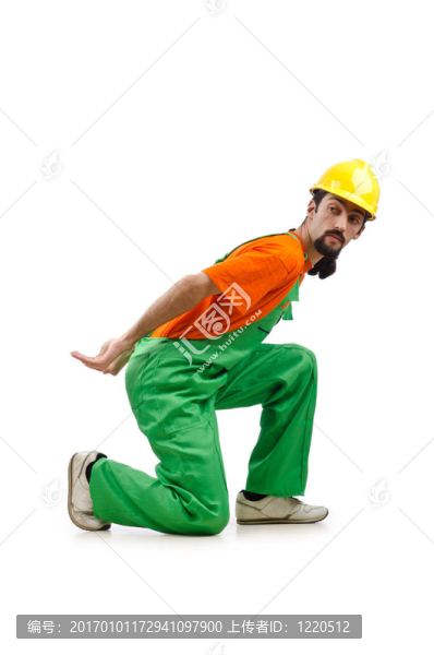建筑工人孤立的白色