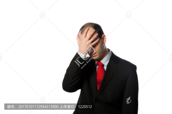 面對絕望的商人在他的掌心