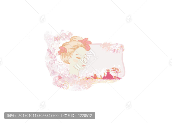 摘要美麗的藝妓畫像