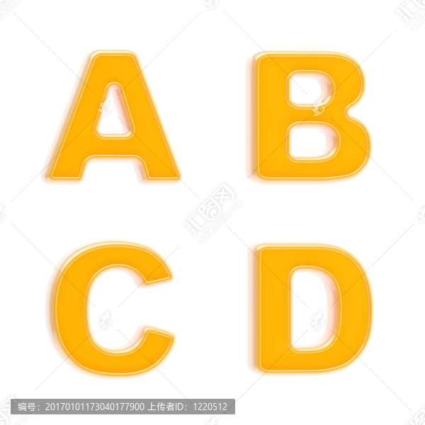 ABC四套橙色光澤塑料字母