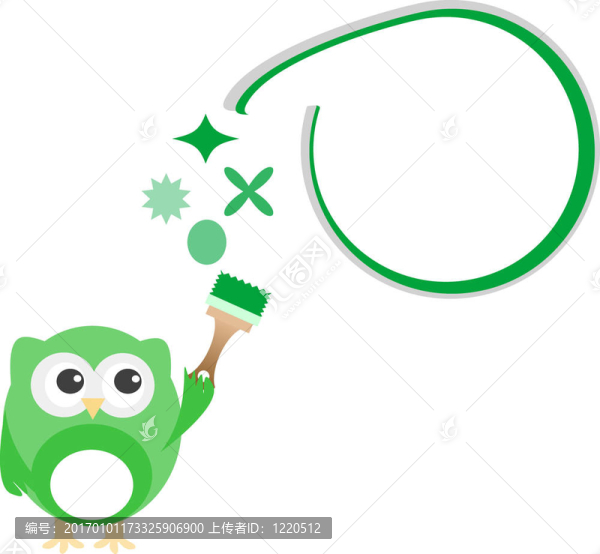 抽象的綠色云與符號