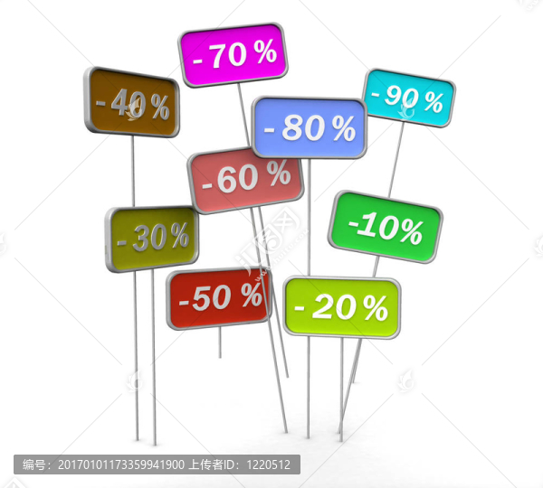 3D標簽與折扣的白色背景隔離