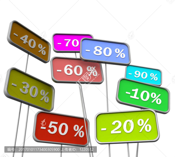 3D標(biāo)簽與折扣的白色背景隔離