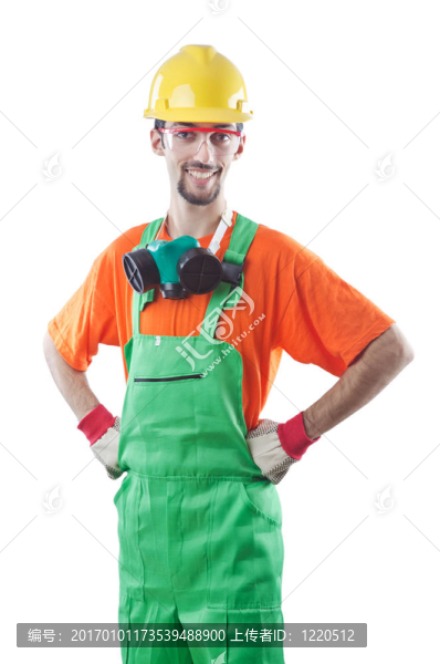 建筑工人孤立的白色
