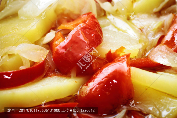 什錦蔬菜炒橄欖油洋蔥胡椒土豆含紅色